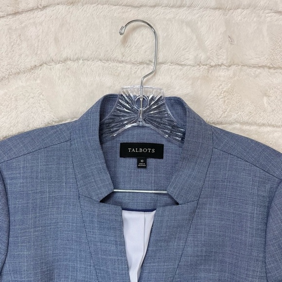 Talbots Single Breasted Lined Blazer Size 10 Blue Faux Front Pockets Lightweight - Picture 5 of 9